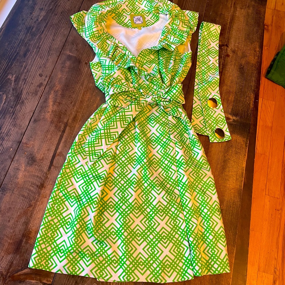 Elizabeth McKay Scotland Silk Wrap Dress & 2 belts